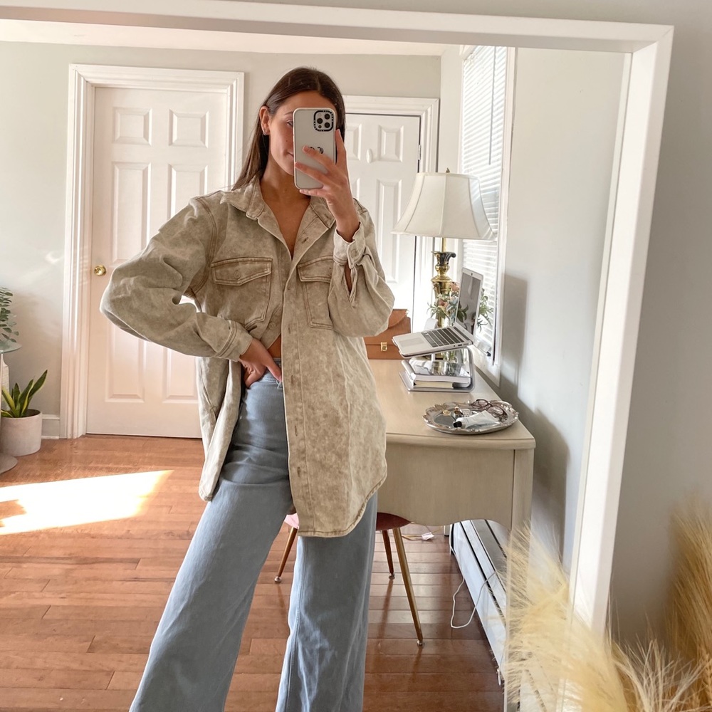 NWT Cream Denim oversized  Shacket